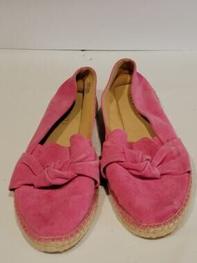 Talbots Hot Pink Izzy Suede round toe Knot Espadrille Flats Loafer shoes 8.5
